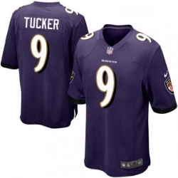 Mens Nike Baltimore Ravens 9 Justin Tucker Game Purple Team Color NFL Jersey