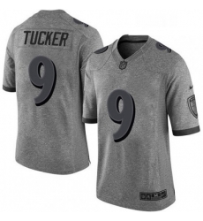 Mens Nike Baltimore Ravens 9 Justin Tucker Limited Gray Gridiron NFL Jersey