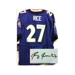 Nike Baltimore Ravens 27 Ray Rice Purple Elite Signed NFL Jersey