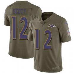 Nike Ravens #12 Jaleel Scott Olive Mens Stitched NFL Limited 2017 Salute To Service Jersey