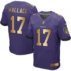 Nike Ravens #17 Mike Wallace Purple Team Color Mens Stitched NFL New Elite Gold Jersey