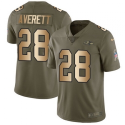 Nike Ravens #28 Anthony Averett Olive Gold Mens Stitched NFL Limited 2017 Salute To Service Jersey