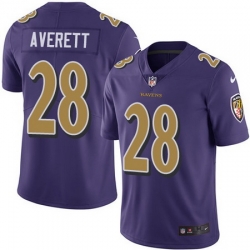 Nike Ravens #28 Anthony Averett Purple Mens Stitched NFL Limited Rush Jersey