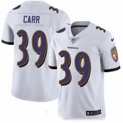 Nike Ravens 39 Brandon Carr White Men Stitched NFL Vapor Untouchable Limited Jersey