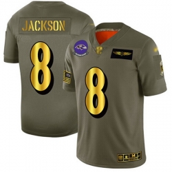 Ravens 8 Lamar Jackson Camo Gold Men Stitched Football Limited 2019 Salute To Service Jersey