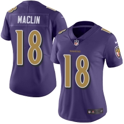 Nike Ravens #18 Jeremy Maclin Purple Womens Stitched NFL Limited Rush Jersey