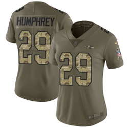 Nike Ravens #29 Marlon Humphrey Olive Camo Womens Stitched NFL Limited 2017 Salute to Service Jersey