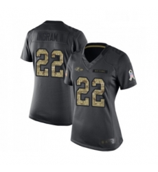 Womens Baltimore Ravens 22 Mark Ingram II Limited Black 2016 Salute to Service Football Jersey