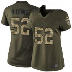 Womens Nike Baltimore Ravens 52 Ray Lewis Elite Green Salute to Service NFL Jersey