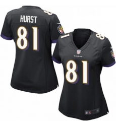 Womens Nike Baltimore Ravens 81 Hayden Hurst Game Black Alternate NFL Jersey