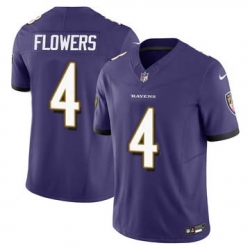 Youth Baltimore Ravens 4 Zay Flowers Purple 2023 F U S E Vapor Limited Football Jersey