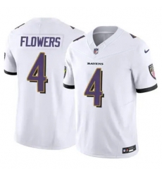 Youth Baltimore Ravens 4 Zay Flowers White 2023 F U S E Vapor Limited Football Jersey