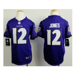 Youth Nike Baltimore Ravens #12 Jacoby Jones Purple Team Color Stitched NFL New Elite Jersey