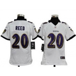 Youth Nike Baltimore Ravens #20 Ed Reed White Nike NFL Jerseys