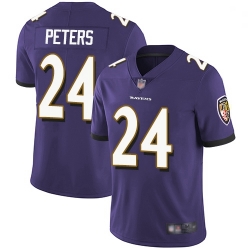 Youth Ravens 24 Marcus Peters Purple Team Color Stitched Football Vapor Untouchable Limited Jersey