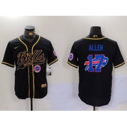 Men Buffalo Bills 17 Josh Allen Black Cool Base Stitched Baseball Jersey 5