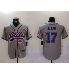 Men Buffalo Bills 17 Josh Allen Grey Team Cool Base Stitched Baseball Jersey 5