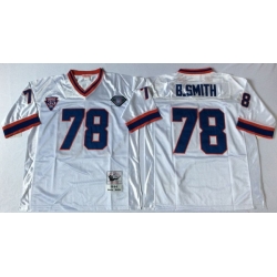 Men Buffalo Bills 78 Bruce Smith White M&N Throwback Jersey