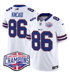 Men Buffalo Bills 86 Dalton Kincaid White F U S E  2024 AFC East Division Champions Vapor Limited Stitched Football Jersey