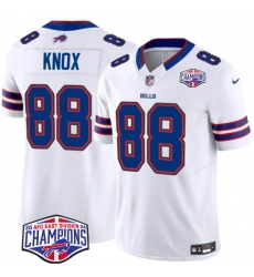 Men Buffalo Bills 88 Dawson Knox White F U S E  2024 AFC East Division Champions Vapor Limited Stitched Football Jersey