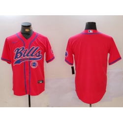 Men Buffalo Bills Red Team Blank Cool Base Stitched Baseball Jersey 2