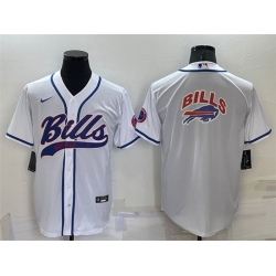 Men Buffalo Bills White Team Big Logo With Patch Cool Base Stitched Baseb