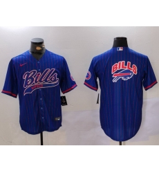 Men Buffalo Bills big logo Blue Team Cool Base Stitched Baseball Jersey 1