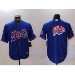 Men Buffalo Bills big logo Blue Team Cool Base Stitched Baseball Jersey 1