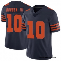 Men Chicago   10 Luther Burden III Bears Navy 2024 Draft Color Rush F U S E  Vapor Stitched Football Jersey