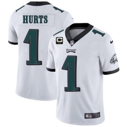 Men's Eagles 2022 #1 Jalen Hurts White With 2-star C Patch Vapor Untouchable Limited Stitched NFL Jersey