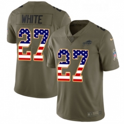 Mens Nike Buffalo Bills 27 TreDavious White Limited OliveUSA Flag 2017 Salute to Service NFL Jersey