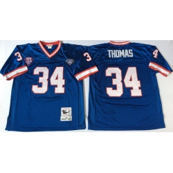 Mitchell And Ness Bills #34 thurman thomas BLUE Throwback Stitched NFL Jersey