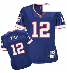 Reebok Buffalo Bills 12 Jim Kelly Royal Blue Womens Throwback Team Color Premier EQT NFL Jersey