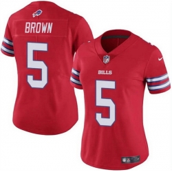 Women Buffalo Bills 5 Anthony Brown Red Vapor Stitched Football Jersey