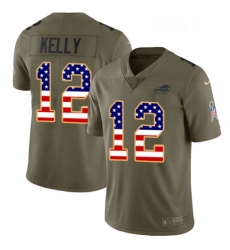 Youth Nike Buffalo Bills 12 Jim Kelly Limited OliveGold 2017 Salute to Service NFL Jersey