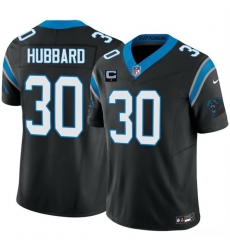 Men Carolina Panthers  30 Chuba Hubbard Black 2026 F U S E  1 Star C Patch Vapor Limited Stitched Football Jersey