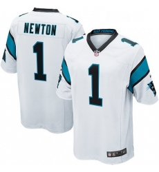 Mens Nike Carolina Panthers 1 Cam Newton Game White NFL Jersey