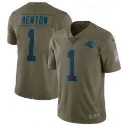 Mens Nike Carolina Panthers 1 Cam Newton Limited Olive 2017 Salute to Service NFL Jersey