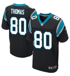 Nike Panthers #80 Ian Thomas Black Team Color Mens Stitched NFL Elite Jersey