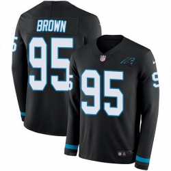 Nike Panthers 95 Derrick Brown Black Team Color Men Stitched NFL Limited Therma Long Sleeve Jersey