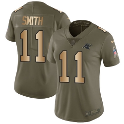 Nike Panthers #11 Torrey Smith Olive Gold Womens Stitched NFL Limited 2017 Salute to Service Jersey