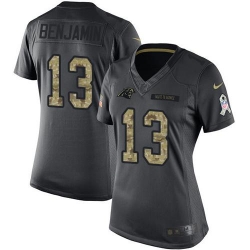 Nike Panthers #13 Kelvin Benjamin Black Womens Stitched NFL Limited 2016 Salute to Service Jersey