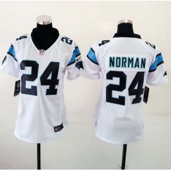 Nike Panthers #24 Josh Norman White Womens Stitched NFL Elite Jersey