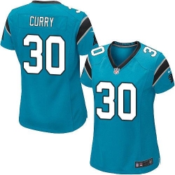 Nike Panthers #30 Stephen Curry Blue Alternate Womens Stitched NFL Elite Jersey