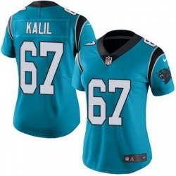 Nike Panthers #67 Ryan Kalil Blue Alternate Womens Stitched NFL Vapor Untouchable Limited Jersey