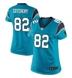 Nike Panthers #82 Jerricho Cotchery Blue Team Color Women Stitched NFL Jersey