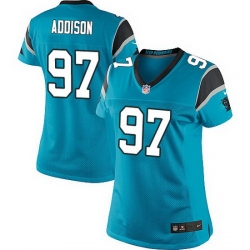 Nike Panthers #97 Mario Addison Blue Team Color Women Stitched NFL Jersey