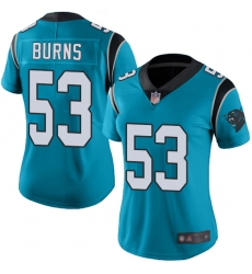 Panthers 53 Brian Burns Blue Women Stitched Football Limited Rush Jersey