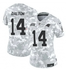 Women Carolina Panthers 14 Andy Dalton 2024 F U S E Arctic Camo Salute To Service Limited Stitched Football Jersey