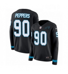 Womens Nike Carolina Panthers 90 Julius Peppers Limited Black Therma Long Sleeve NFL Jersey